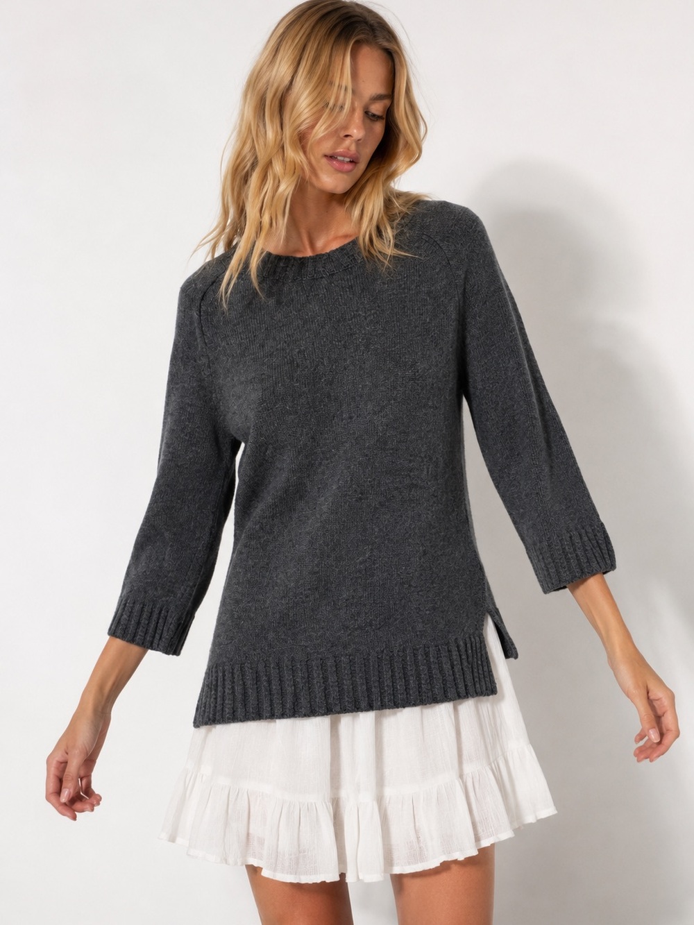 Banana Republic Wool Cashmere Blend Charcoal Gray Sweater M Cottage Fall Cozy